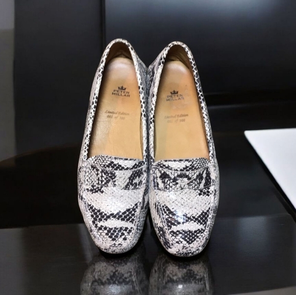 Peter Millar Limited Edition Leather Snakeskin Drivin Loafer Women's Sz 8 - Picture 1 of 11